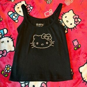 Hello Kitty Black Rhinestone Tank Top